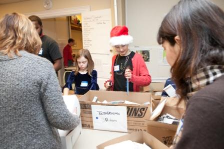 Boxes filled with practical items--and candy